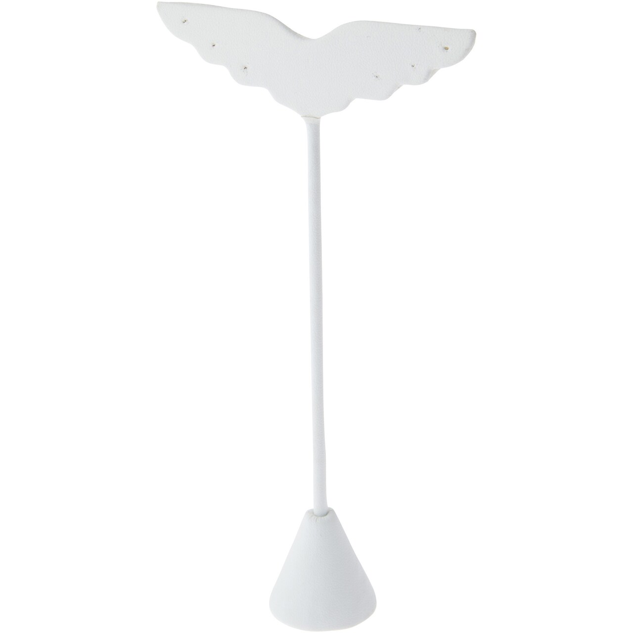 Plymor White Faux Leather Wing Shaped Three Pair Earring Display Stand 3